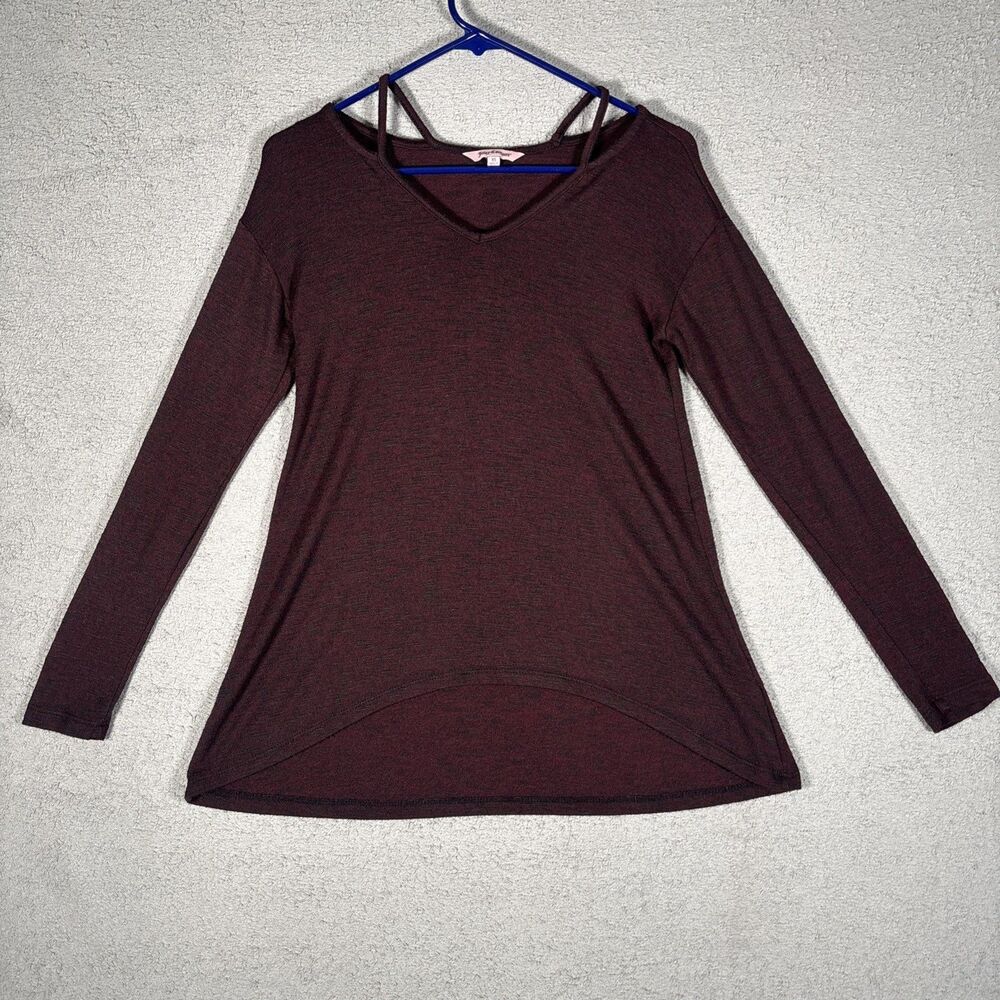 Juicy Couture Women Size XS Dark Purple Long Sleeve Cold Shoulder Light Sweater
